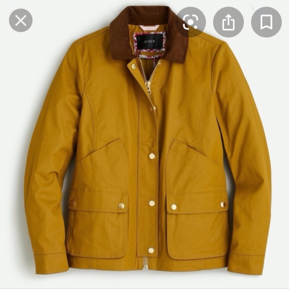 J. Crew Mustard Yellow Jacket with Brown Corduroy Collar